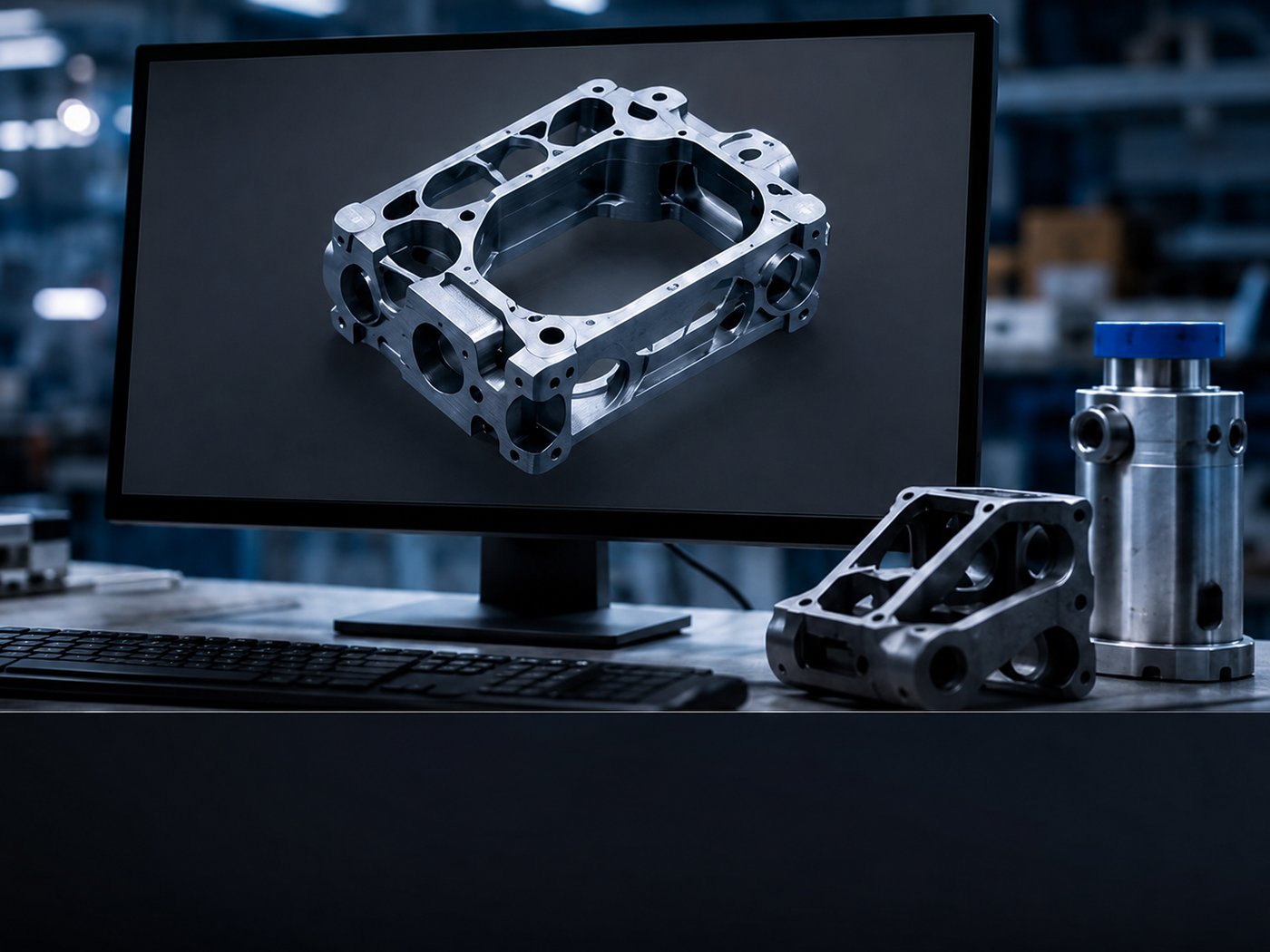 Modelo 3D de una pieza técnica industrial en software CAD