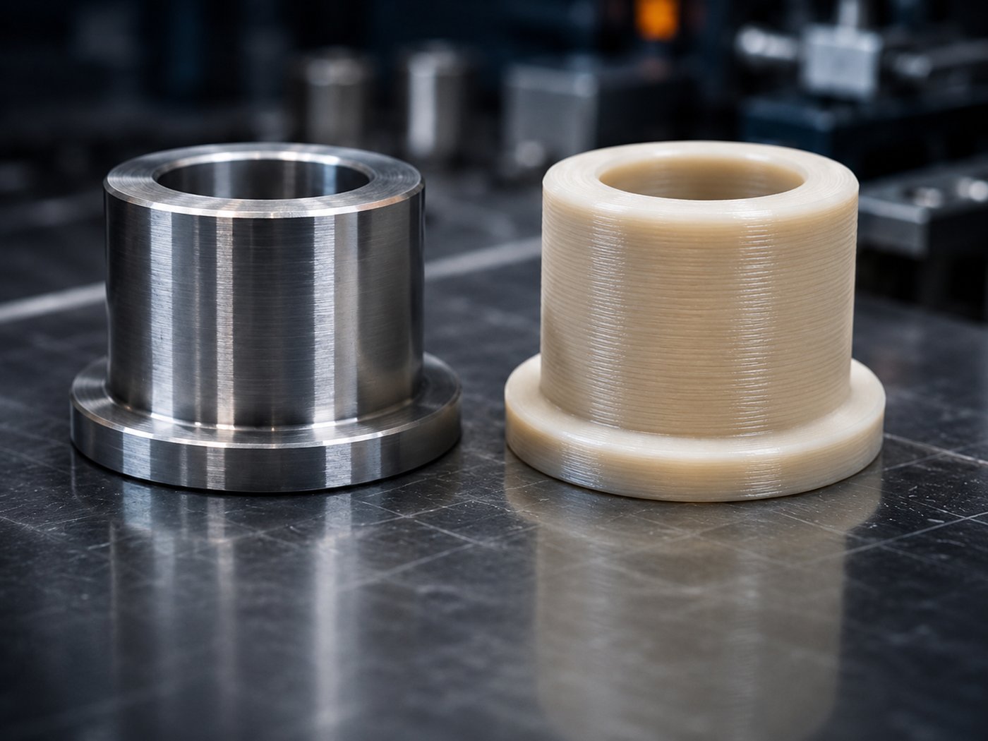 Comparativa de casquillo mecanizado y casquillo impreso en 3D